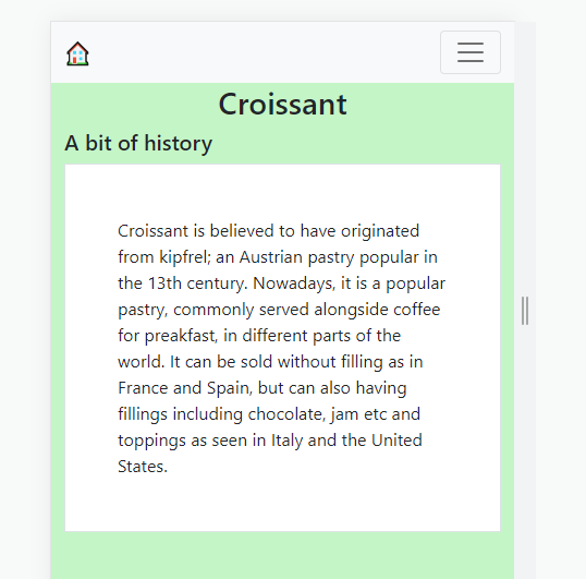 Picture of a webpage on croissant
